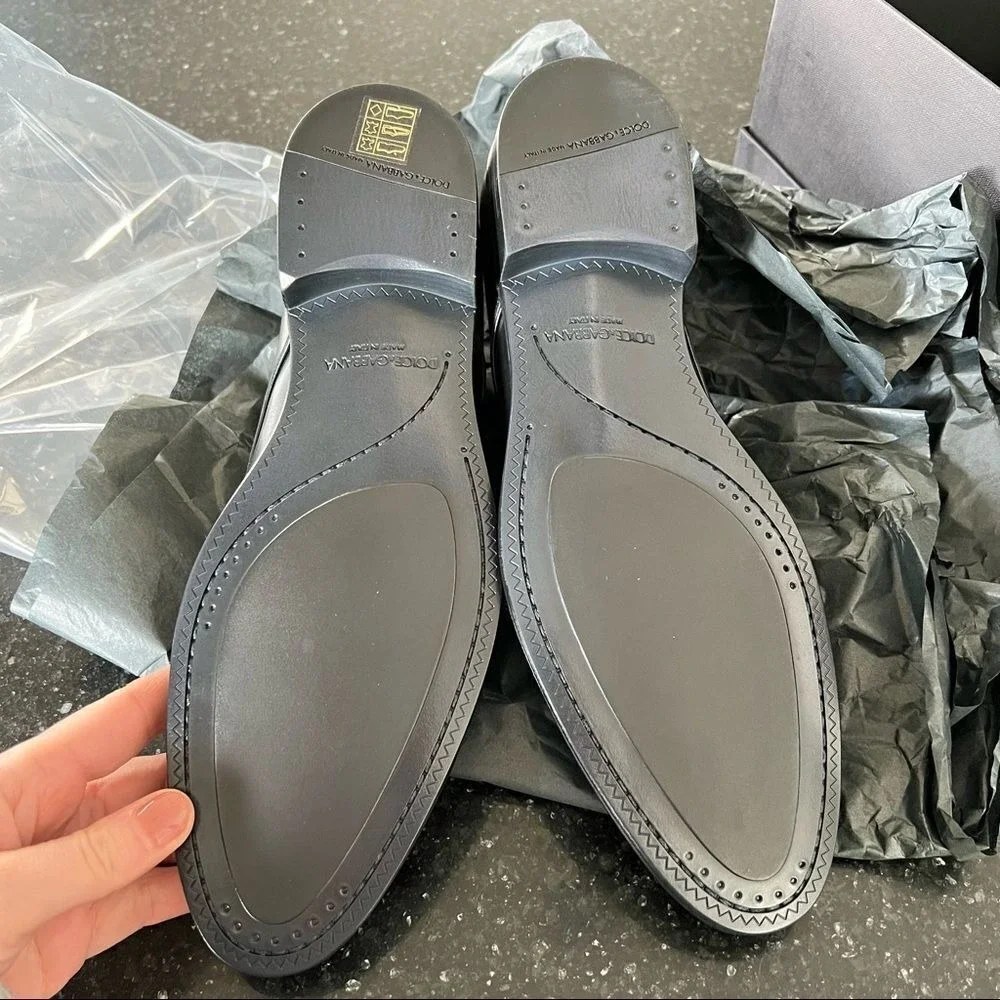 New Dolce & Gabbana Black‎ Leather Derby size 5 authentic Oxford